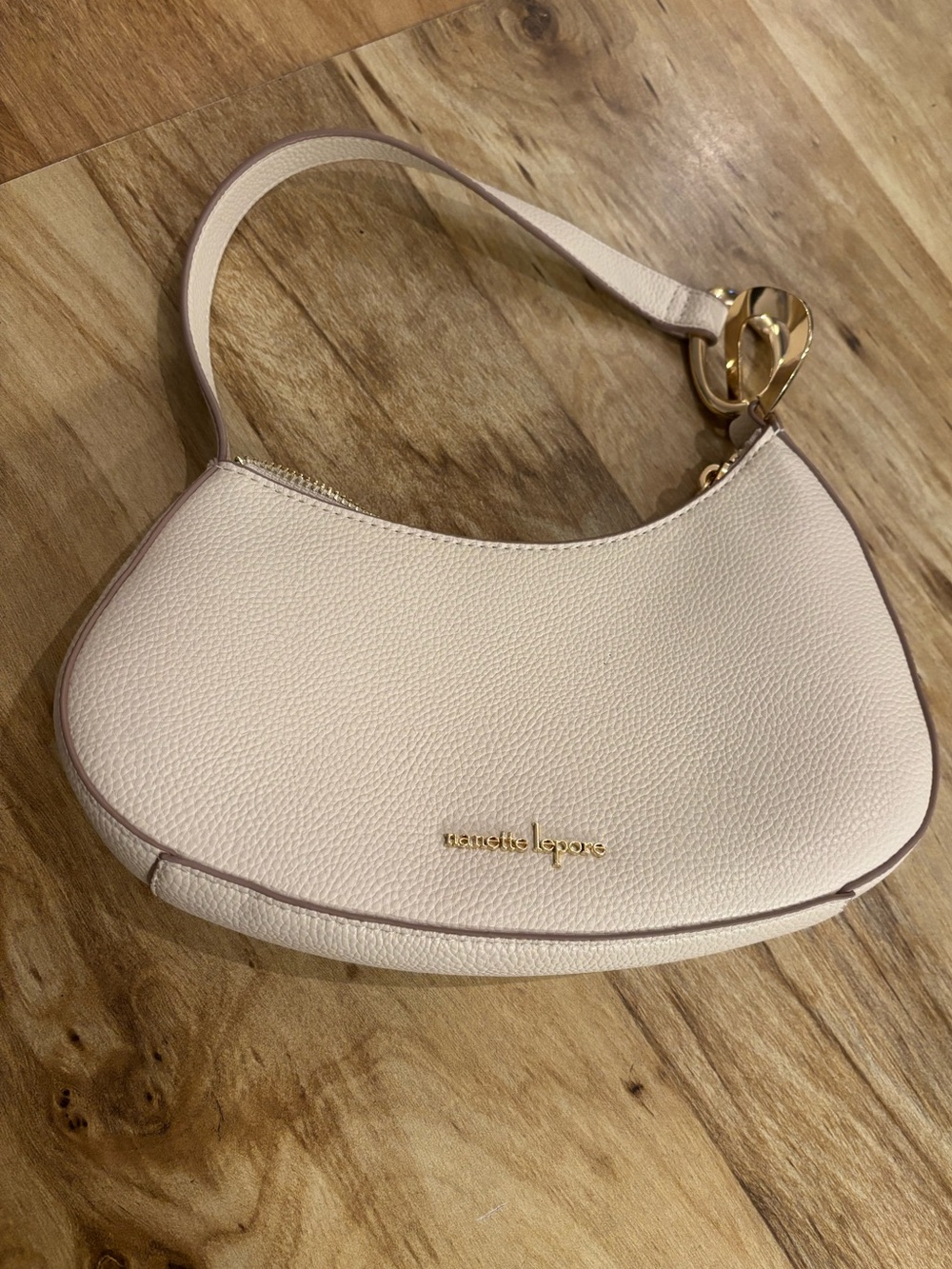 Nanette Lepore Cream Mini Crescent Shoulder Bag Gold Hardware
